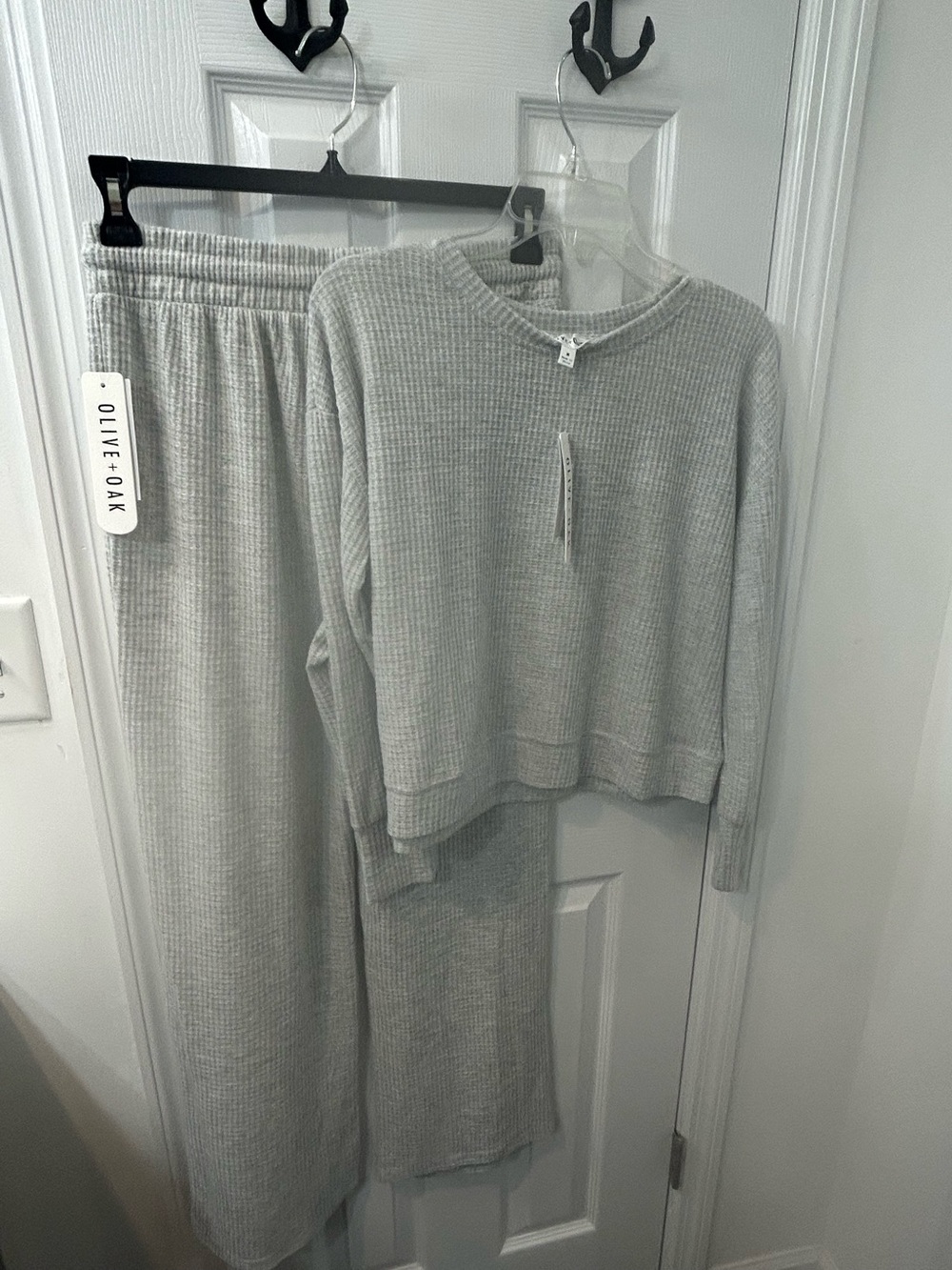 Olive & Oak Kids Light Gray Waffle Knit lounge Set